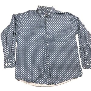 Alan Flusser Shirt Mens M Blue Abstract Print Button up Long Sleeve Casual